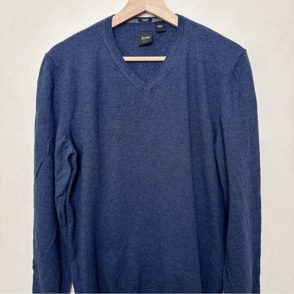 Hugo Boss Mens Xlarge Vneck Extrafine Merino Slim Fit Baku Sweater - Picture 2 of 15